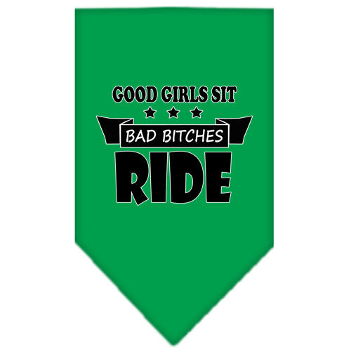 Bitches Ride Screen Print Bandana Emerald Green Large